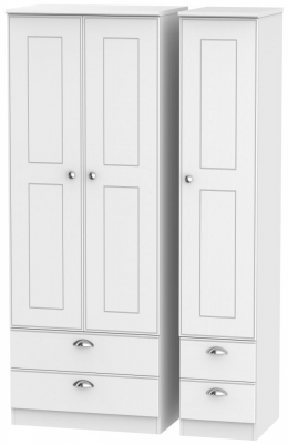 Product photograph of Victoria White 3 Door Tall Triple Wardrobe - 4 Drawers from Choice Furniture Superstore