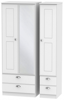 Product photograph of Victoria White Ash 3 Door Tall Combi Wardrobe - 1 Mirror from Choice Furniture Superstore