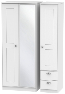 Product photograph of Victoria White 3 Door Combi Wardrobe - 1 Mirror And Rhf 2 Drawers from Choice Furniture Superstore