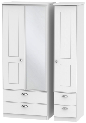 Product photograph of Victoria White 3 Door Combi Wardrobe - 1 Mirror from Choice Furniture Superstore