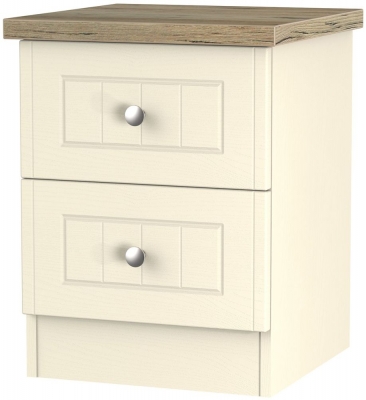 Product photograph of Vienna Cream 2 Drawer Bedside Cabinet from Choice Furniture Superstore
