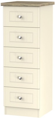 Product photograph of Vienna Cream Ash 5 Drawer Tall Chest from Choice Furniture Superstore