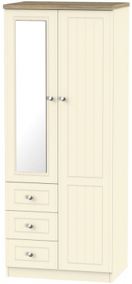 Product photograph of Vienna Cream 2 Door Combi Wardrobe - 1 Mirror Rhf 3 Drawers from Choice Furniture Superstore