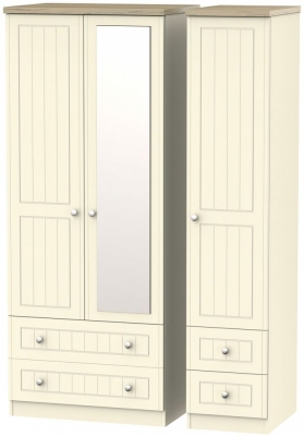 Product photograph of Vienna Cream 3 Door Combi Wardrobe - 1 Mirror from Choice Furniture Superstore