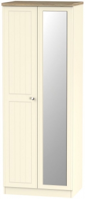 Product photograph of Vienna Cream 2 Door Tall Wardrobe - 1 Mirror from Choice Furniture Superstore