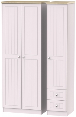 Product photograph of Vienna Cashmere 3 Door Tall Triple Wardrobe - Rhf 2 Drawers from Choice Furniture Superstore