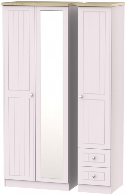 Product photograph of Vienna Cashmere 3 Door Tall Combi Wardrobe - 1 Mirror And Rhf 2 Drawers from Choice Furniture Superstore