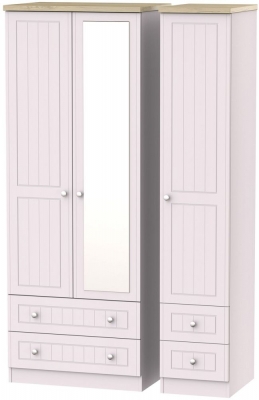 Product photograph of Vienna Cashmere 3 Door Tall Combi Wardrobe - 1 Mirror from Choice Furniture Superstore