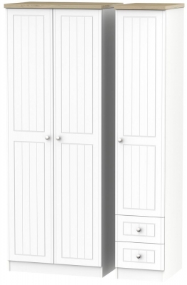 Product photograph of Vienna Porcelain 3 Door Tall Triple Wardrobe - Rhf 2 Drawers from Choice Furniture Superstore