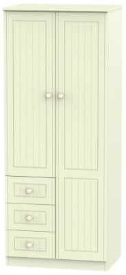 Product photograph of Warwick Cream 2 Door Combi Wardrobe - 1 Mirror Rhf 3 Drawers from Choice Furniture Superstore