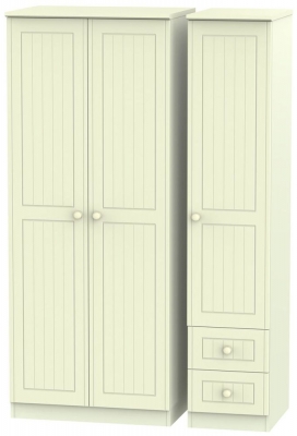 Product photograph of Warwick Cream 3 Door Triple Wardrobe - Rhf 2 Drawers from Choice Furniture Superstore