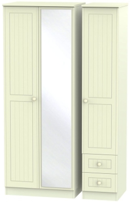 Product photograph of Warwick Cream 3 Door Tall Combi Wardrobe - 1 Mirror And Rhf 2 Drawers from Choice Furniture Superstore