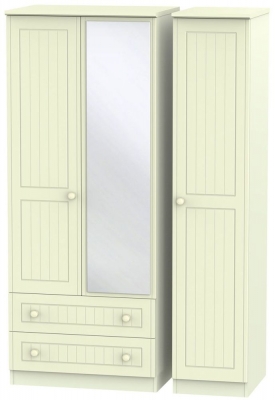 Product photograph of Warwick Cream 3 Door 2 Left Drawer Mirror Triple Wardrobe from Choice Furniture Superstore