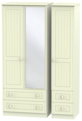 Product photograph of Warwick Cream 3 Door Combi Wardrobe - 1 Mirror from Choice Furniture Superstore