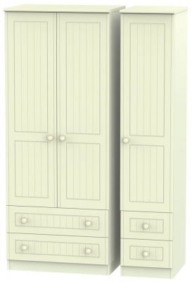 Product photograph of Warwick Cream 3 Door Triple Wardrobe - 4 Drawers from Choice Furniture Superstore