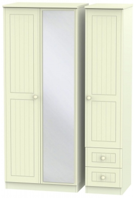 Product photograph of Warwick Cream 3 Door Combi Wardrobe - 1 Mirror And Rhf 2 Drawers from Choice Furniture Superstore