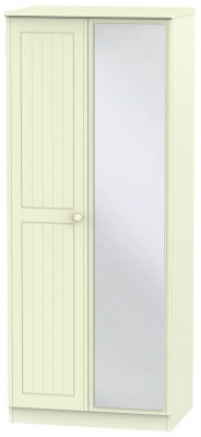 Product photograph of Warwick Cream 2 Door Wardrobe - 1 Mirror from Choice Furniture Superstore