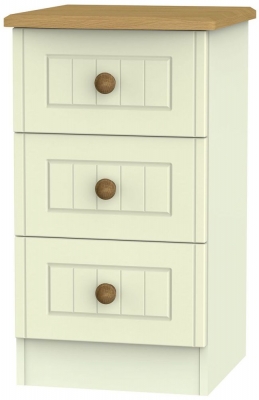 Product photograph of Warwick Cream And Oak 3 Drawer Beside Cabinet from Choice Furniture Superstore