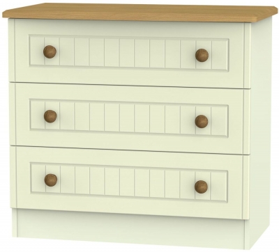 Product photograph of Warwick Cream And Oak 3 Drawer Small Chest from Choice Furniture Superstore