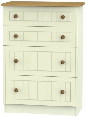 Product photograph of Warwick Cream And Oak 4 Drawer Deep Chest from Choice Furniture Superstore