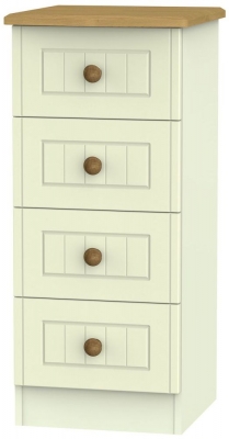 Product photograph of Warwick Cream And Oak 4 Drawer Narrow Chest from Choice Furniture Superstore