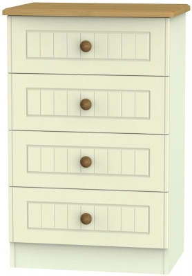 Product photograph of Warwick Cream And Oak 4 Drawer Midi Chest from Choice Furniture Superstore