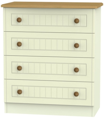 Product photograph of Warwick Cream And Oak 4 Drawer Chest from Choice Furniture Superstore
