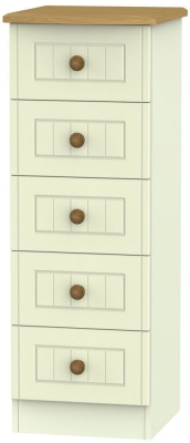 Product photograph of Warwick Cream And Oak 5 Drawer Narrow Chest from Choice Furniture Superstore