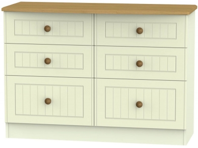 Product photograph of Warwick Cream And Oak 6 Drawer Midi Chest from Choice Furniture Superstore