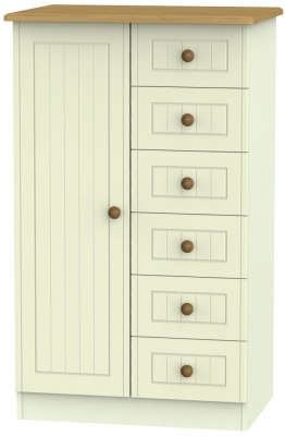 Product photograph of Warwick Cream And Oak 1 Door Midi Wardrobe from Choice Furniture Superstore