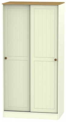 Product photograph of Warwick Cream And Oak 2 Door Sliding Wardrobe from Choice Furniture Superstore