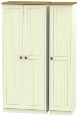 Product photograph of Warwick Cream And Oak 3 Door Triple Wardrobe from Choice Furniture Superstore