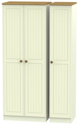 Product photograph of Warwick Cream And Oak 3 Door Tall Triple Wardrobe from Choice Furniture Superstore