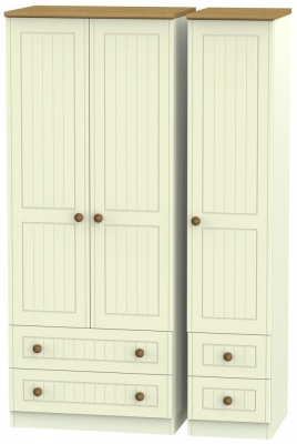 Product photograph of Warwick Cream And Oak 3 Door Triple Wardrobe - 4 Drawers from Choice Furniture Superstore