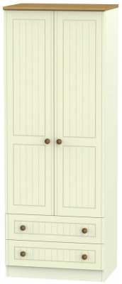 Product photograph of Warwick Cream And Oak 2 Door 2 Drawer Tall Wardrobe from Choice Furniture Superstore