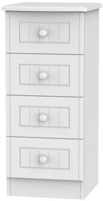 Product photograph of Warwick White 4 Drawer Narrow Chest from Choice Furniture Superstore