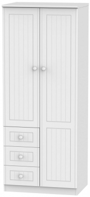 Product photograph of Warwick White 2 Door Combi Wardrobe - 1 Mirror Rhf 3 Drawers from Choice Furniture Superstore