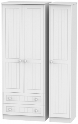 Product photograph of Warwick White 3 Door Tall Triple Wardrobe - Lhf 2 Drawers from Choice Furniture Superstore