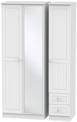 Product photograph of Warwick White 3 Door 2 Right Drawer Tall Mirror Wardrobe from Choice Furniture Superstore