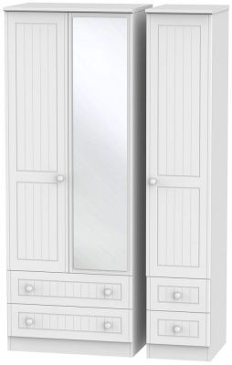 Product photograph of Warwick White 3 Door 4 Drawer Tall Mirror Wardrobe from Choice Furniture Superstore