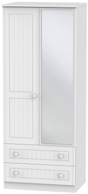 Product photograph of Warwick White 2 Door Combi Wardrobe - 1 Mirror from Choice Furniture Superstore