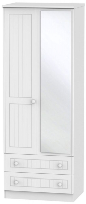 Product photograph of Warwick White 2 Door Tall Combi Wardrobe - 1 Mirror from Choice Furniture Superstore