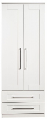 Product photograph of York White 2 Door 2 Drawer Tall Wardrobe from Choice Furniture Superstore