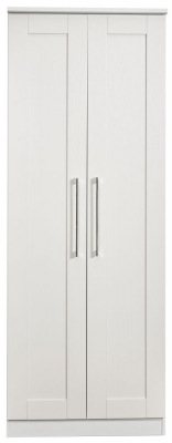 Product photograph of York White 2 Door Plain Tall Wardrobe from Choice Furniture Superstore