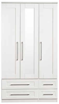 Product photograph of York White Ash 3 Door Tall Mirror Combi Wardrobe from Choice Furniture Superstore