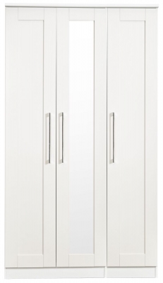 Product photograph of York White Ash 3 Door Tall Mirror Wardrobe from Choice Furniture Superstore