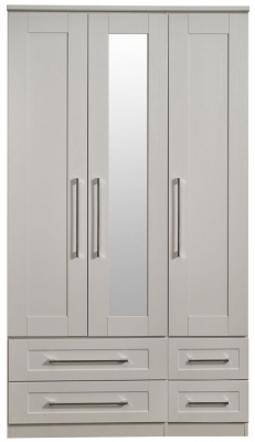 Product photograph of York Cashmere 3 Door Tall Combi Wardrobe - 1 Mirror from Choice Furniture Superstore