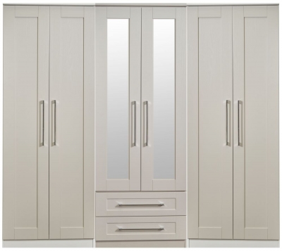 Product photograph of York Cashmere 6 Door Tall Mirror Combi Wardrobe from Choice Furniture Superstore