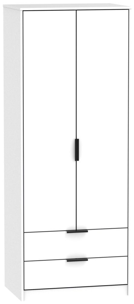 Hong Kong White 2 Door 2 Drawer Tall Wardrobe