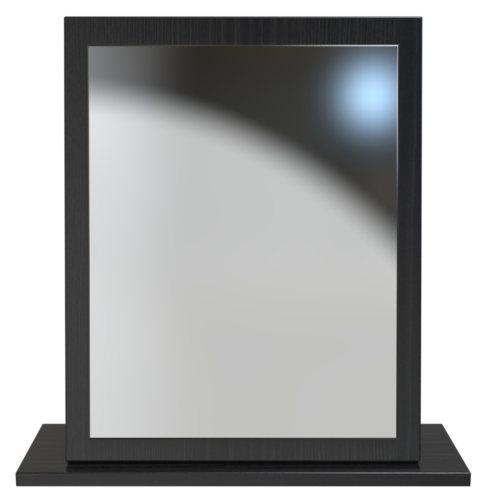 Rattan and Black Small Dressing Mirror